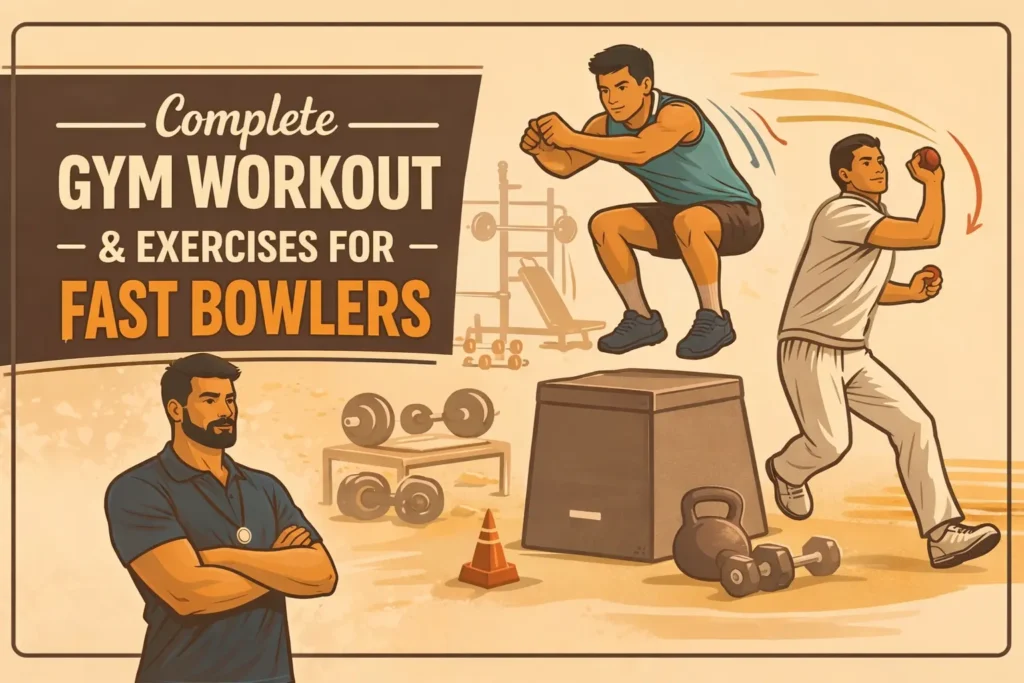 Complete gym workout and exercises for fast bowlers to increase bowling speed and prevent injuries