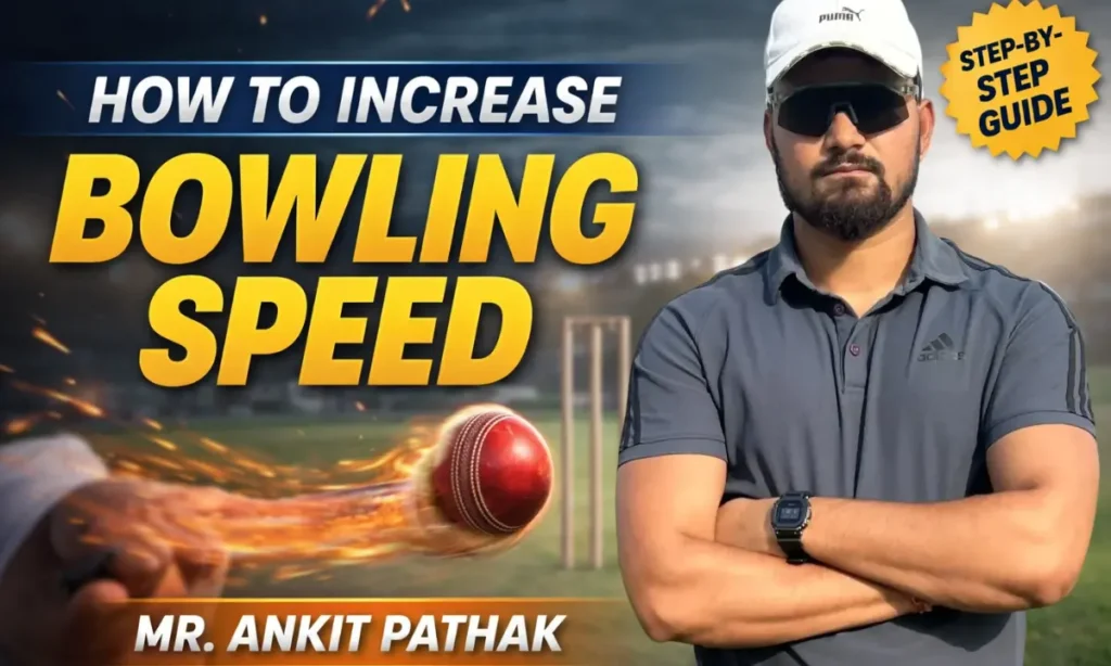 Fast bowling coach Ankit Pathak explaining how to increase bowling speed in cricket with correct technique, drills, and training